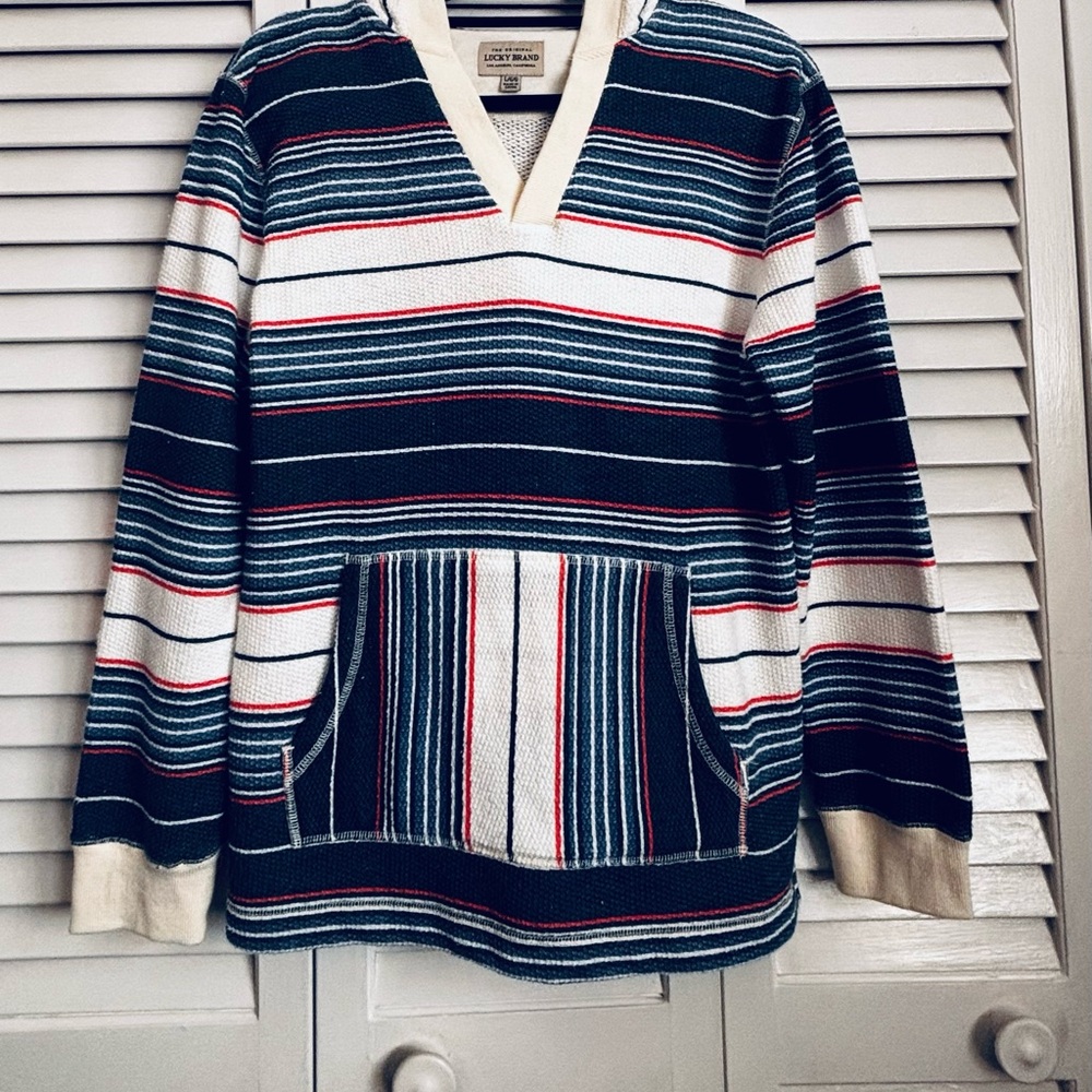 Lucky Brand Cream Labeled Pullover - Cream, Black Text
